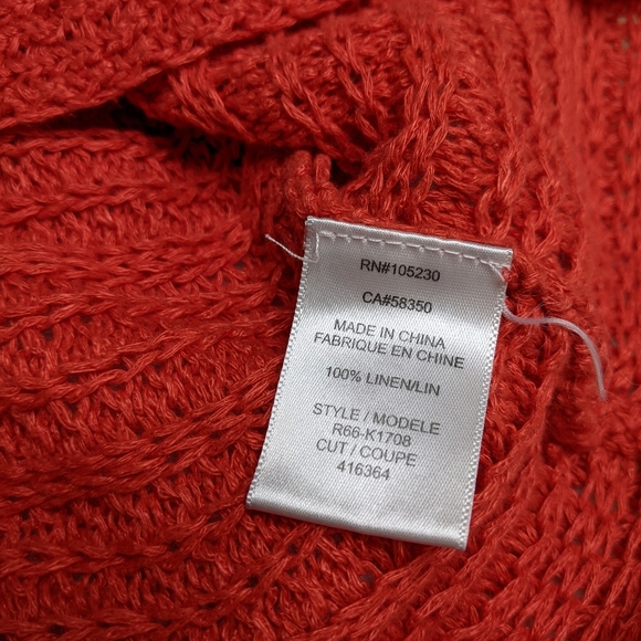 Host Pick Joie 100% Linen Chunky Knit Sweater Burnt Orange Oversized Crewneck XS - Picture 10 of 10
